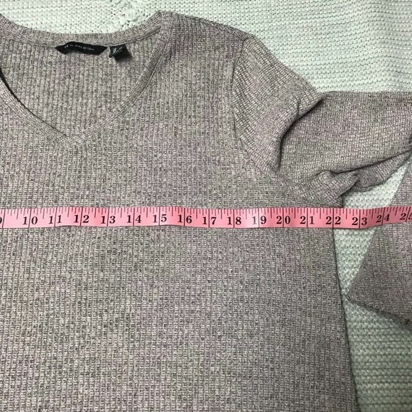 H by Halston Size Large Thermal Long Sleeve Top Bell Sleeves Waffle Knit Purple - Picture 5 of 7